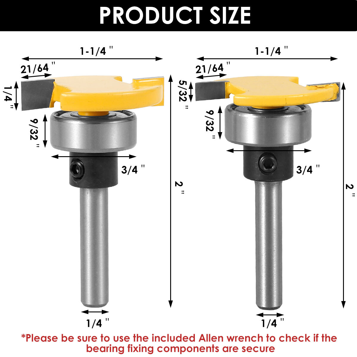 AU 1/4inch Shank Slot Cutting Router Bits Set Grooving Carbide Top