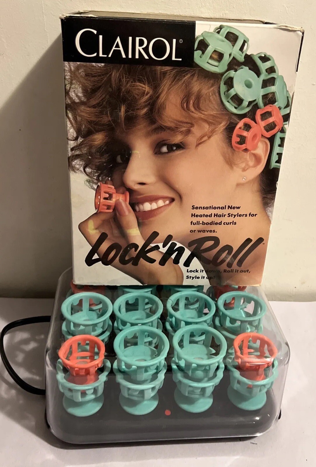 Vtg 1989 Clairol Lock'n Roll Heated Hair Stylers Curlers Rollers Rubber