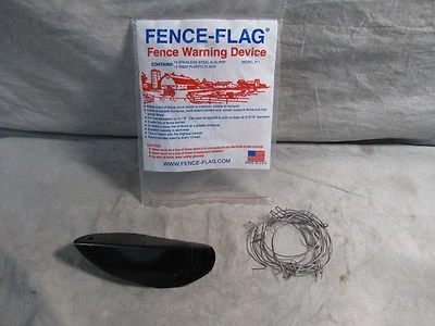 Fence Flag Fence Warning Device 12 Black Flags & Stainless Steel K-Clips #11 NEW