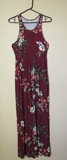 Women's Razorback Maroon Floral Maxi Dress- Size  M