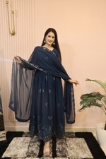 Bollywood Style Faux Georgette Attractive Gown With Dupatta For Women Party Wear