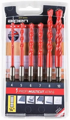 Alpen Profi Multicut ATM6 6pc Multi-Purpose Drill Bits 1/4 Hex Shank Set