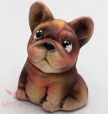 Clay Grog figurine French Bulldog puppy dog souvenir handmade & hand-painted 