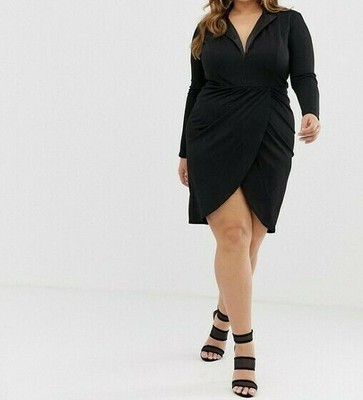 club l tuxedo wrap midi dress