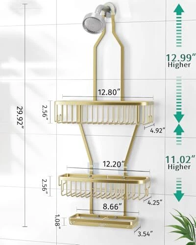 Shower Caddy Hanging Bathroom Organizer: Over Head Long Rack for Tall