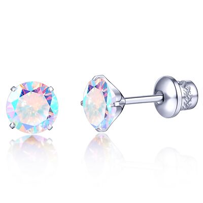 G23 Titanium CZ Stud Earrings, Hypoallergenic F136 Implant Grade Titanium Scr...