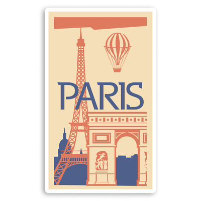 2 x 10cm Paris France Vinyl Stickers - French Travel Luggage