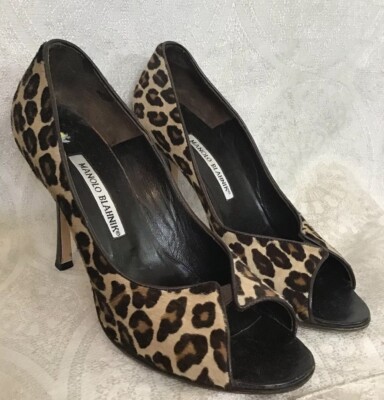 MANOLO BLAHNIK マノロブラニク パンプス 37 アニマル ヒョウ柄 MANOLO