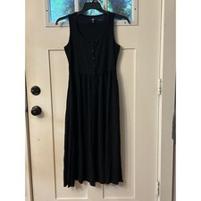Frye Black Sleeveless Button Front Midi Dress Knit XS