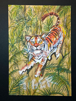6.5 x 4.5 ''Jungle Cat'' Tiger Print of original big cat painting by Kim Tyburski