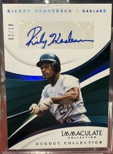2018  Panini- Immaculate Coll- Dugout Collection. Ricky Henderson. 🔥Auto  02/10