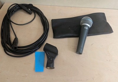 Shure BETA 58A Wired Handheld Dynamic Microphone With XLR Cable, Clip And Bag