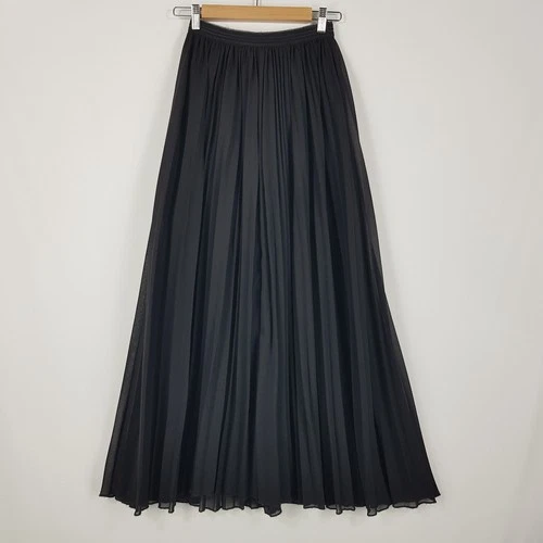 Paradisco Womens Size 6 Black Pleated Sheer Long Skirt Lining Skirt