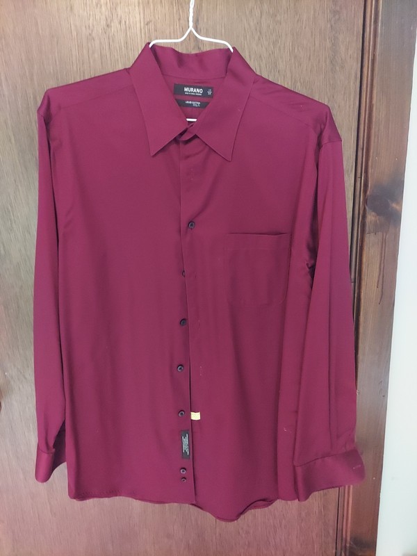 Murano Dress Shirt Mens 17/ 34 Liquid Cotton Long Sleeve Maroon