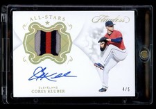 2019 Panini Flawless All Stars Corey Kluber Game Used Prime Patch Auto Gold /5