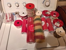 Christmas Holiday Ribbon/Mesh Mixed Lot Of 18 Rolls