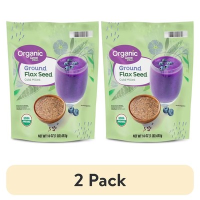 2 pack, Great Value Organic Ground Cold Milled Flax Seed, 16 oz.