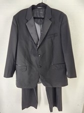 Jones New York Black Tuxedo Suit Mens 46R 40.5 X 30 Notch Lapel 100 Wool