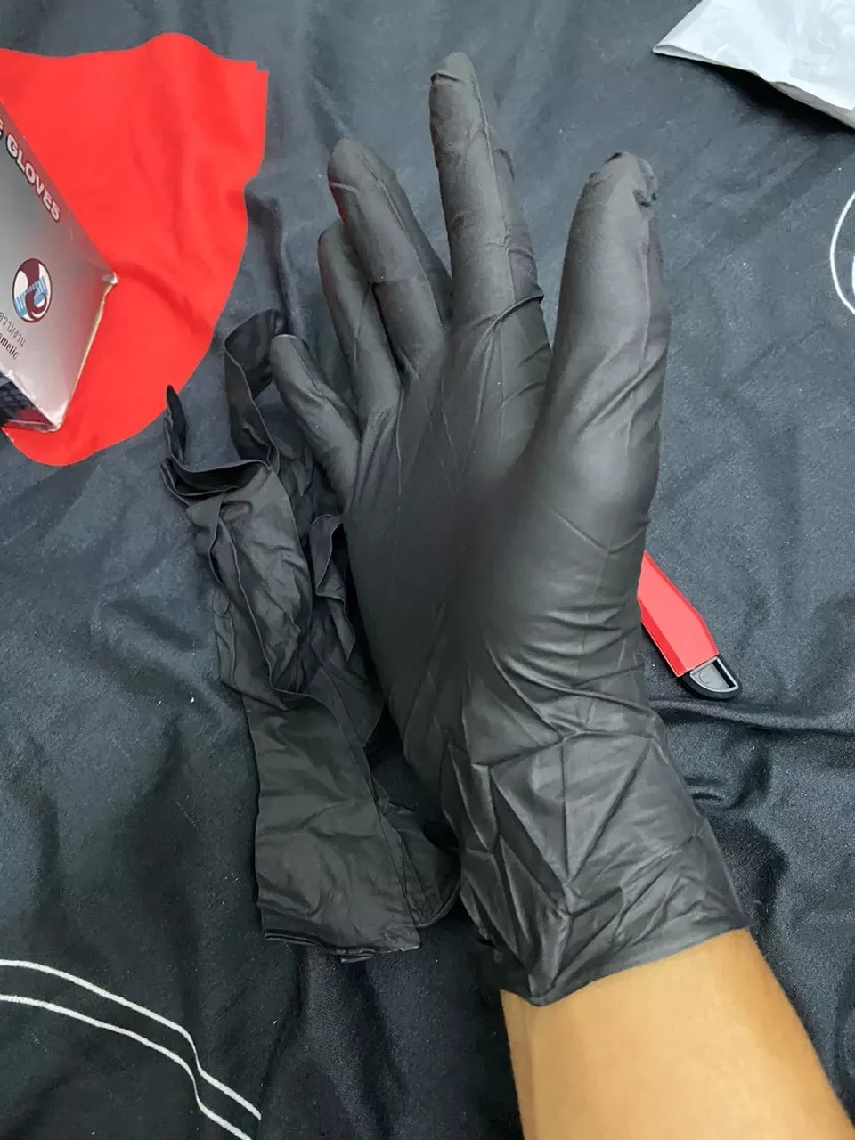 (200PCS) New Quality Nitrile Glove Powder Free / Black Thick / Size L