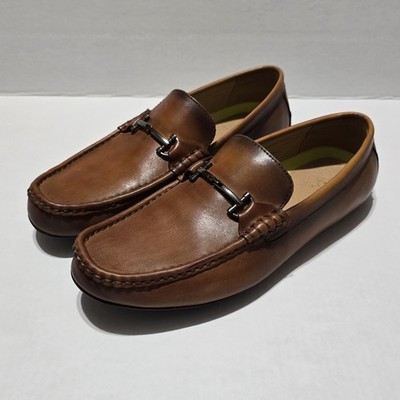 La Milano Wilson Men's 10 Moc Toe Loafer in Cognac Genuine Leather Upper Shoes
