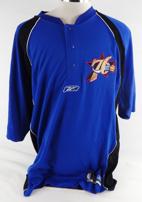 2002-06 Philadelphia 76ers Game Issued Blue Shooting Shirt XL 765