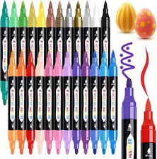 TBC the Best Crafts 24 Colors Dual Tip Acrylic Paint Markers,Waterproof, Non-Tox
