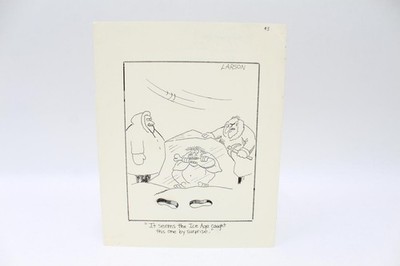Original Hand Drawn Comic Panel ''The Far Side'' by Gary Larson, Signed