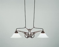 Pendelleuchte Esszimmer Antik Messing Glas E27 L:73 Cm HäNgelampe Blendarm