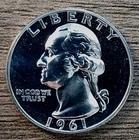 New Listing1961-P Mirror-like Gem Proof 90% Silver Washington Quarter ~ Free Shipping!