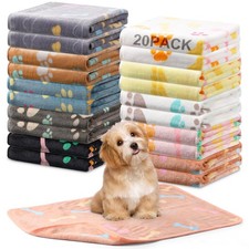 20 Pcs Dog Blankets for Small Dogs 24 x 16 Inches Puppy Blankets with Paw Pri...