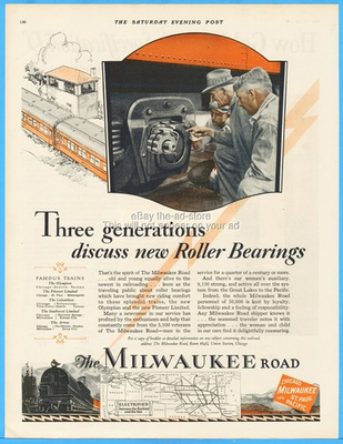 #ad 1928 Chicago Milwaukee St Paul and Pacific Electric Railroad Roller Bearings Ad $11.99