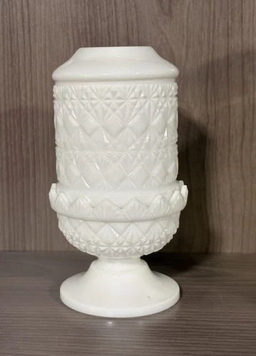 Vintage Milk Glass Old Virginia Fine Cut And Block Fairy Lamp