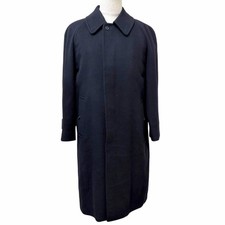 Burberry vintage 100 cashmere logo patterned lining fly front stand collar coat
