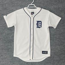 Majestic Detroit Tigers MLB Baseball Women's Size XL Jersey White Blue