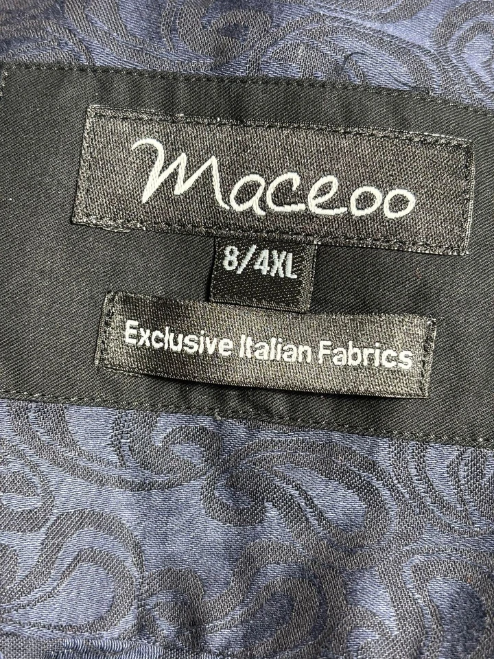 Maceoo Shirt Mens 4XL Navy Blue Elegance Paisley Italian Fabric Button Up Dressy - Image 4 of 4
