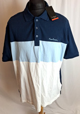 New Pierre Cardin Striped Polo Shirt Smart Casual Designer Blue 2XL A5042