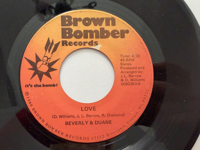 Detroit Soul Funk 45 Beverly & Duane ''You Belong To Me''/''Love'' Brown Bomber HEAR