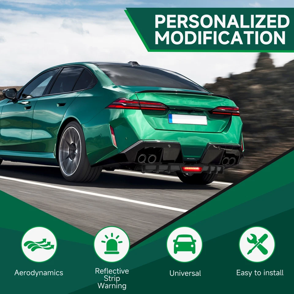 Difusor traseiro brilhante barbatana de tubarão com luz LED para Jaguar XJR XE XF - Imagem 4 de 4