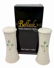 Belleek China Shamrock Cooks Tableware Collection Porcelain Salt/Pepper Set