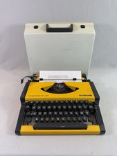 Machine à écrire Olympia Jaune Dactymétal De Luxe Nettoyée Révisée, + Ruban Neuf