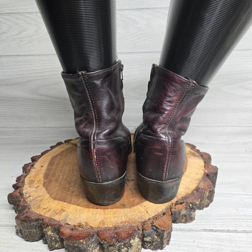 Stivali western da lavoro a punta bordeaux zip laterale pull on adulto uomo taglia 13 D - Foto 4 di 11