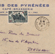 FRANCE SHIPS Stamp 1941 Cover 1f+1f PAQUEBOT PASTEUR Seamen s Relief Fund YF176
