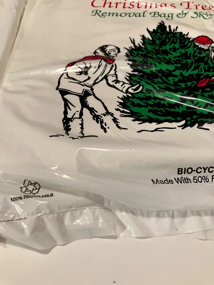 Christmas Tree Removal Bag & Skirt Lot of 2 plastic 144” by 90” Recyclable - Image 3 of 4