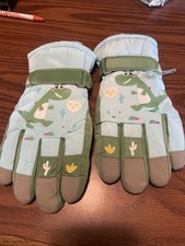 Kids Boys Girls Winter Snow Gloves Blue Cartoon Dinosaur Print New