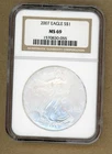 2007 United States Silver Eagle 1 Oz American Eagle NGC MS 69