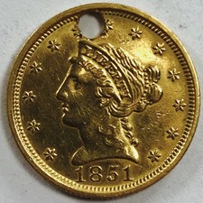 1851 GOLD LIBERTY HEAD QUARTER EAGLE $2 1/2 DOLLAR! BEAUTIFUL! WOW! NR #P1758
