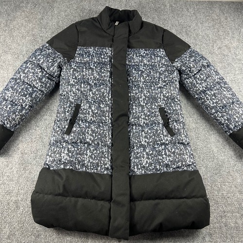 Fabletics Puffer Jacket Womens XL Blue Black Long Quilted Winter Coat JT1618113
