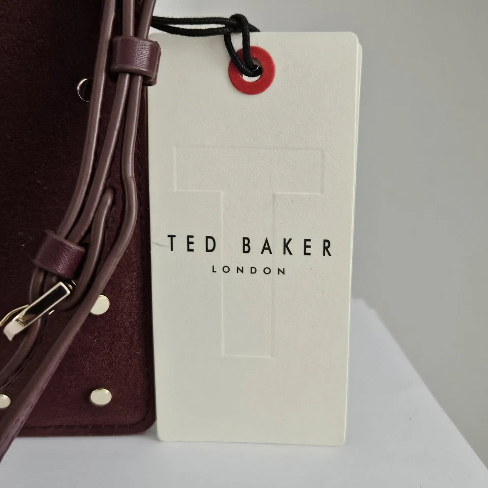 Ted Baker Burgundy Suede/Leather Clutch Wristlet Pouch Bag Brand New - Image 4 of 4