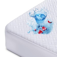 Hanherry 100 Waterproof Mattress Protector Queen Size, Bamboo Mattress Cover 3D