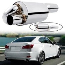 For Lexus IS250 V6 Twin Loop Exhaust Muffler 2.5" Inlet 4.0" Tip Chrome Polished
